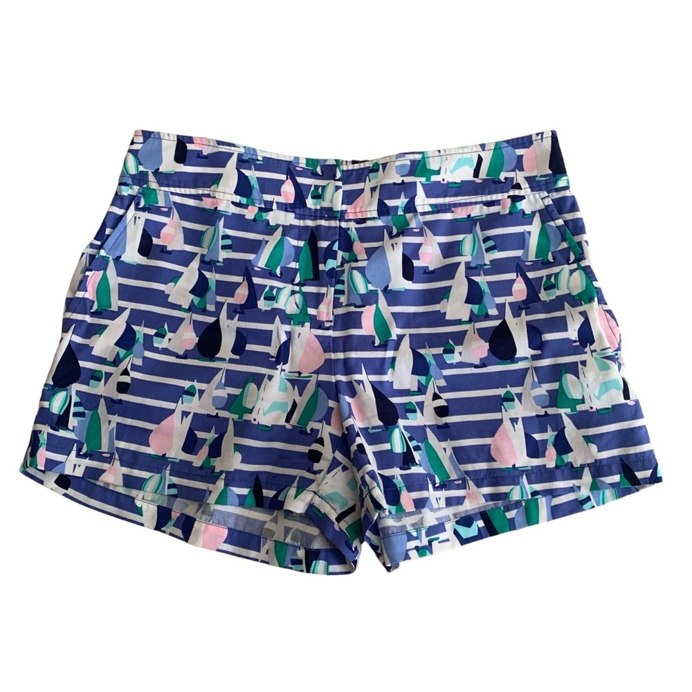 Vineyard Vines Women's Size 2 Shorts Harbor Scene Print Foley Marlin Blue 2H0616